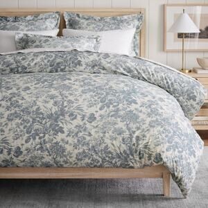 Pottery Barn Sorrel Toile Duvet Cover King / California Floral Steel Blue NEW